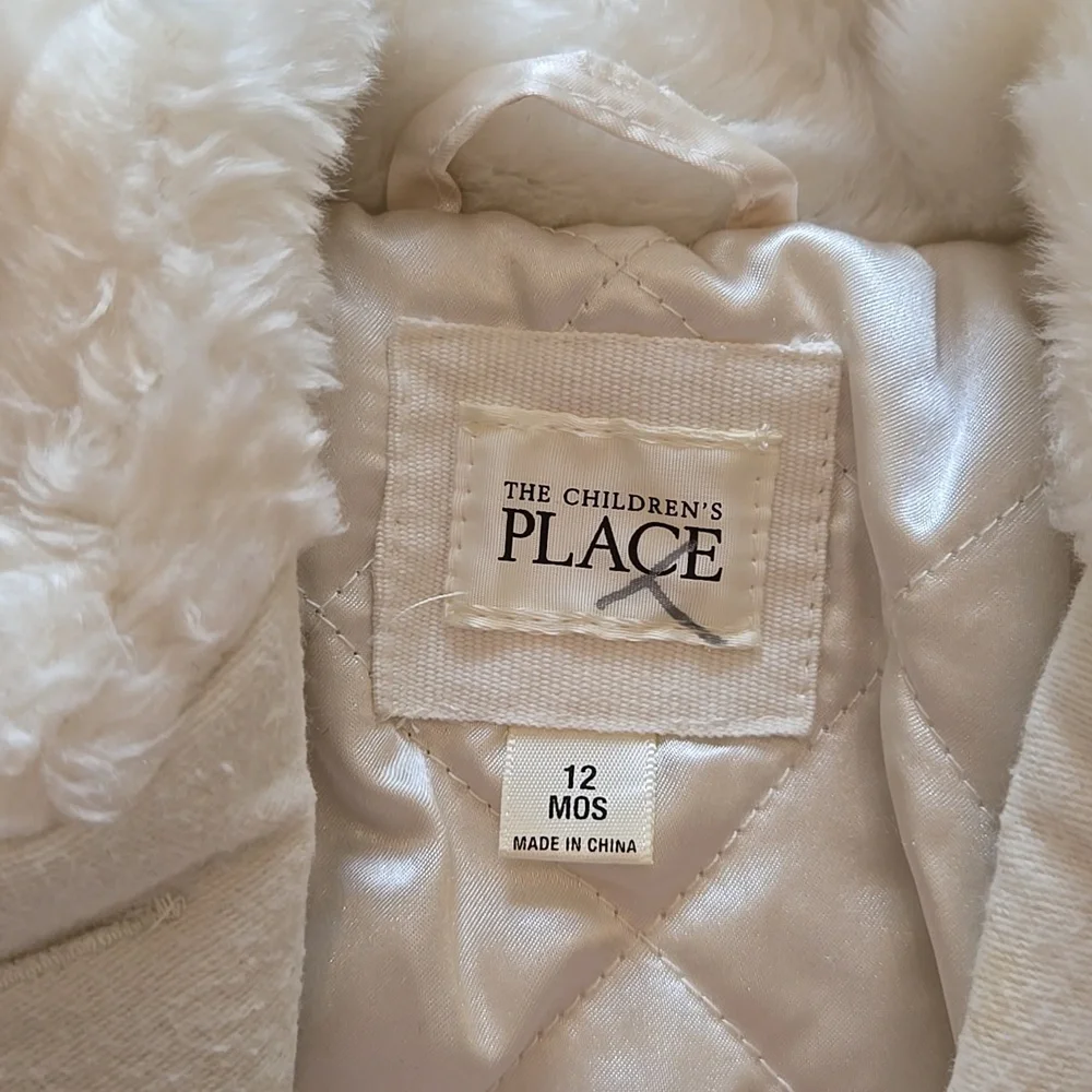 The Children's Place White Faux Fur Pea Coat